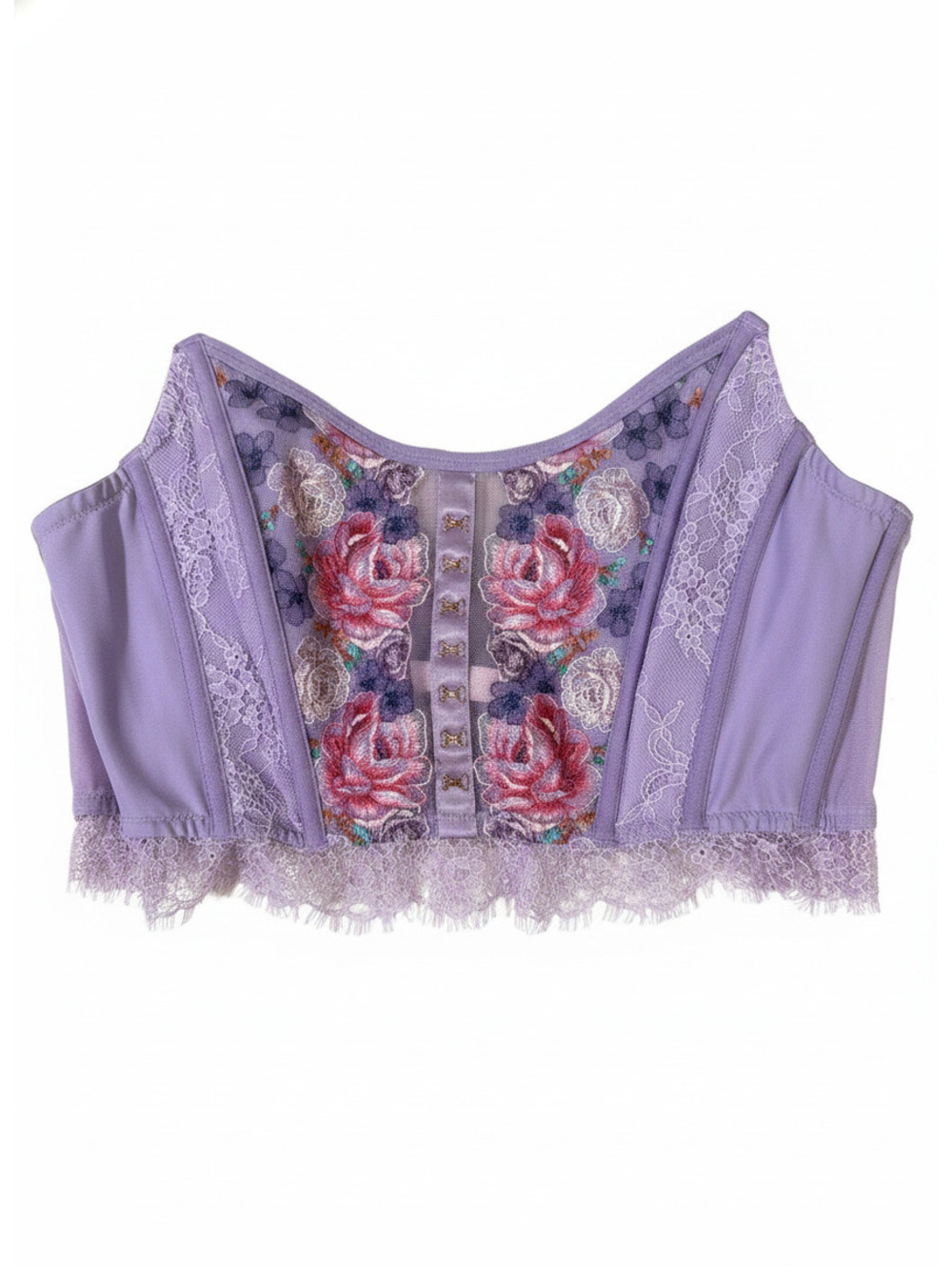 Victoria’s Secret Dream Angels Lilac Floral Embroidered Corset Top Large NWOT